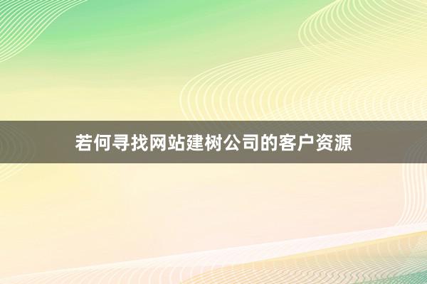 若何寻找网站建树公司的客户资源